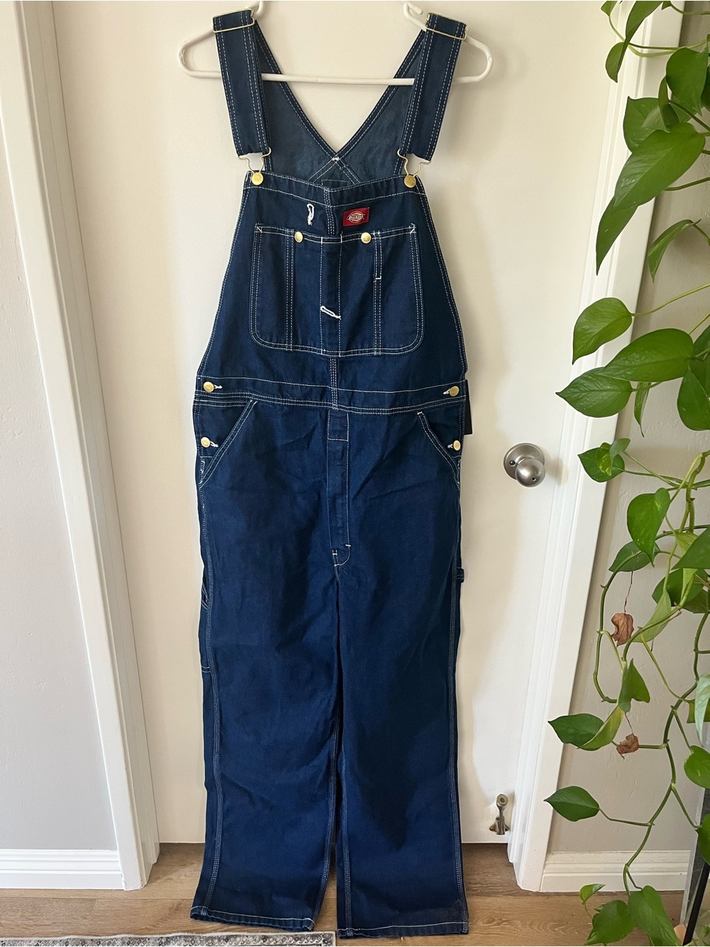 Dickies Men's Navy Blue Denim Bootcut Overalls